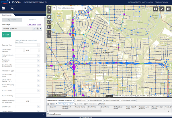 Go to the FDOT SSOGis Query Tool home page, opens new browser window